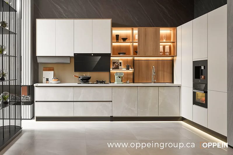 Modern L-shaped Kitchen Cabinet for Sale PLCC23040 - OPPEIN